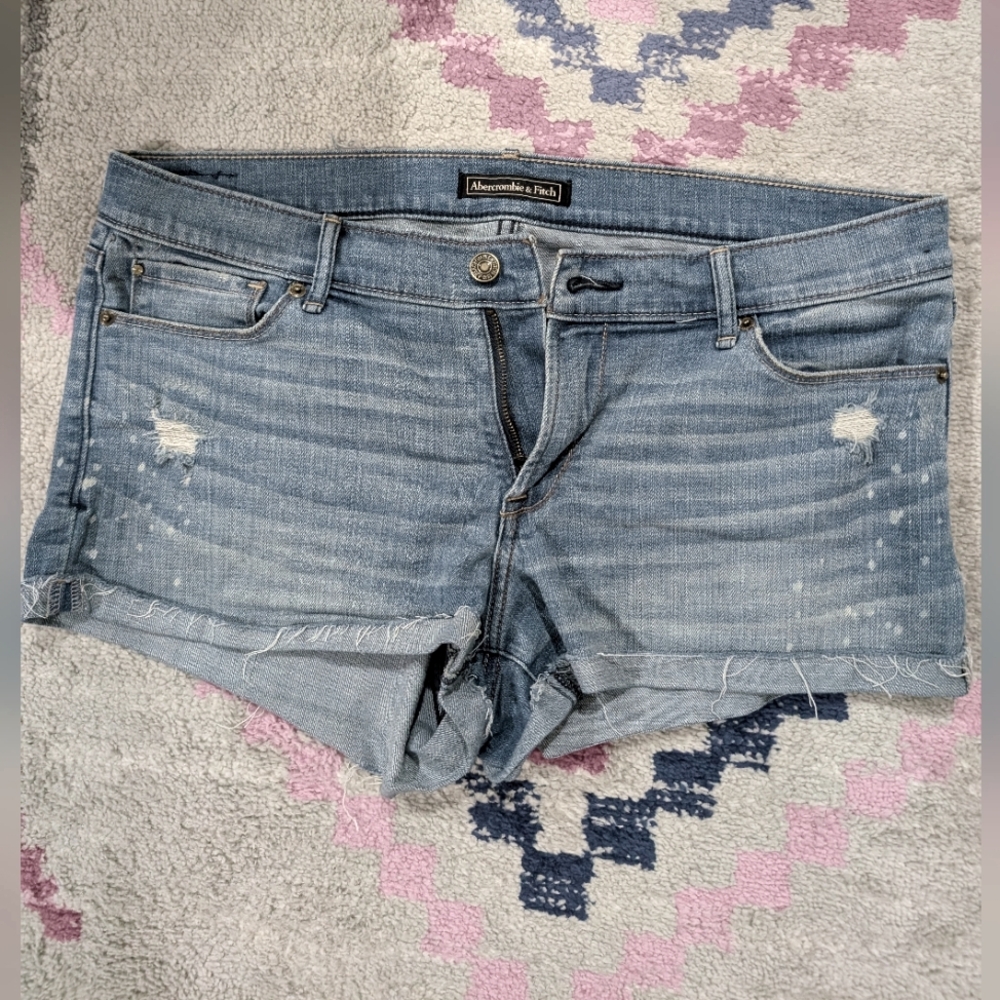 Abercrombie Jean Shorts Medium Wash Destroyed - Women's Size 31